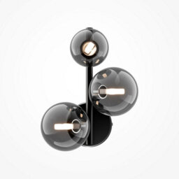 Luminosa Lighting Luminosa Maytoni Dallas Modern 3 Light Wall Lamp Black, Smoky Shade, G9 - thumbnail 1