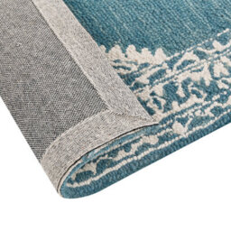 Beliani Rug Gevas Blue 200 X 200 Cm Wool - thumbnail 4