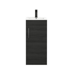 Royal Bathrooms Turin 400mm Floor Standing Vanity Unit & Basin 1 Door Hale Black With Matt Black Handle - thumbnail 6