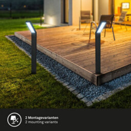 Briloner Solar Black Outdoor Bollard Light - thumbnail 6