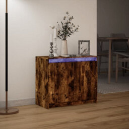 Berkfield Sideboard With Led Smoked Oak 72X34X61 Cm Engineered Wood - thumbnail 5
