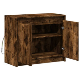 Berkfield Sideboard With Led Smoked Oak 72X34X61 Cm Engineered Wood - thumbnail 7