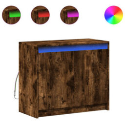 Berkfield Sideboard With Led Smoked Oak 72X34X61 Cm Engineered Wood - thumbnail 2