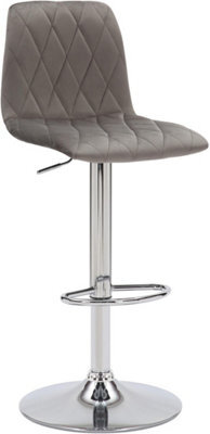 Lamboro Verona Velvet Kitchen Bar Stools, Single, Height Adjustable Gas Lift Stool With Backrest, Breakfast Bar Stool - Grey - image 1