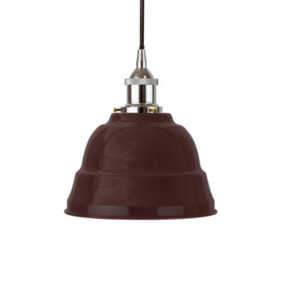 Burgundy Red Lincoln Painted Dome Pendant Light With Nickel Lamp Holder And Black Round Cable - Se Home - image 1