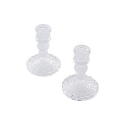 Living And Home 2 Pack Clear Ion Plating Soda Lime Glass Taper Candlestick Holders For Wedding Table Decor - thumbnail 5