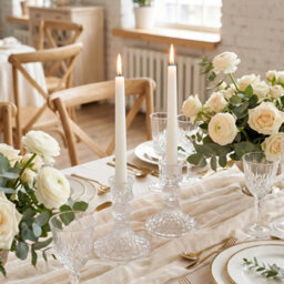 Living And Home 2 Pack Clear Ion Plating Soda Lime Glass Taper Candlestick Holders For Wedding Table Decor - thumbnail 2