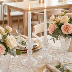 Living And Home 2 Pack Clear Ion Plating Soda Lime Glass Taper Candlestick Holders For Wedding Table Decor - thumbnail 3