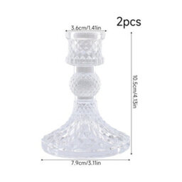 Living And Home 2 Pack Clear Ion Plating Soda Lime Glass Taper Candlestick Holders For Wedding Table Decor - thumbnail 9