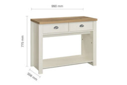 Birlea Highgate 2 Drawer Console Table Cream & Oak - thumbnail 8