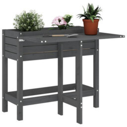 Berkfield Rustic Garden Planter With Folding Tabletop Grey Solid Wood Pine - thumbnail 2