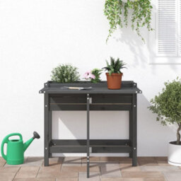 Berkfield Rustic Garden Planter With Folding Tabletop Grey Solid Wood Pine - thumbnail 3