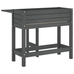 Berkfield Rustic Garden Planter With Folding Tabletop Grey Solid Wood Pine - thumbnail 6