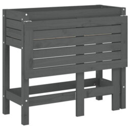 Berkfield Rustic Garden Planter With Folding Tabletop Grey Solid Wood Pine - thumbnail 8