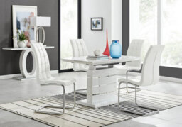 Furniturebox Uk Renato 120Cm High Gloss Extending Dining Table And 4 White Murano Chairs - thumbnail 1