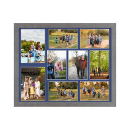 AK Frames 20X16 Marble Grey Modern Multi Photo Frame With Blue Mount - Holds 9 Apertures (2X) 7X5, (7X) 6X4 Photos