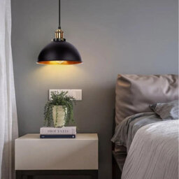 Black In Gold Industrial Pendant Light With E27 Socket For Kitchen Bedroom Living Room And Bar Without Bulb - thumbnail 2