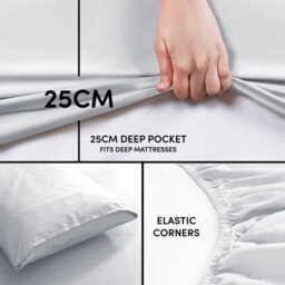 Ameha Plain Microfiber Fitted Sheet 25Cm Deep Pocket-Hypoallergenic Easy Care Silver Fitted Sheets Super King Bedsheet (180X200Cm) - thumbnail 5