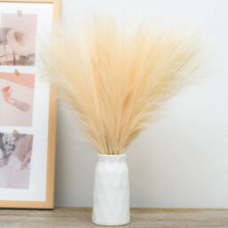 Artificial Pampas Grass, 45Cm, 5 Stems For Vase Filling, Home Or Wedding Decoration (45Cm, Beige) - thumbnail 1