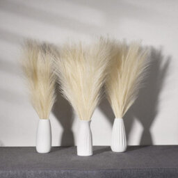 Artificial Pampas Grass, 45Cm, 5 Stems For Vase Filling, Home Or Wedding Decoration (45Cm, Beige) - thumbnail 5