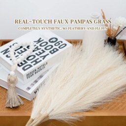 Artificial Pampas Grass, 45Cm, 5 Stems For Vase Filling, Home Or Wedding Decoration (45Cm, Beige) - thumbnail 4