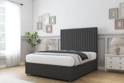 "Sloomy Manhattan Graphite Dumfries Divan Bed Base No Drawers With 54"" Floor Standing Headboard 2'6 Small Single" - thumbnail 3