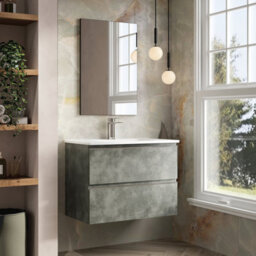 Banyetti Vatilla 800mm Wall Hung Vanity Unit With Athena Basin - Cemento Grey - thumbnail 2
