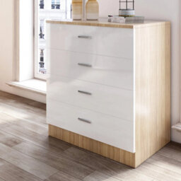 High Gloss Chest Of 4 Drawers White&oak Storage Beside Cabinet Bedroom Furniture - thumbnail 4