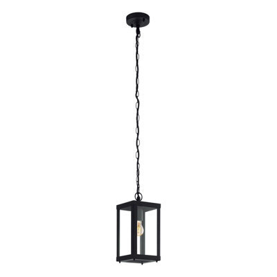 Ip44 Outdoor Black Box Lantern Pendant Light With Chain For E27 Bulb - image 1