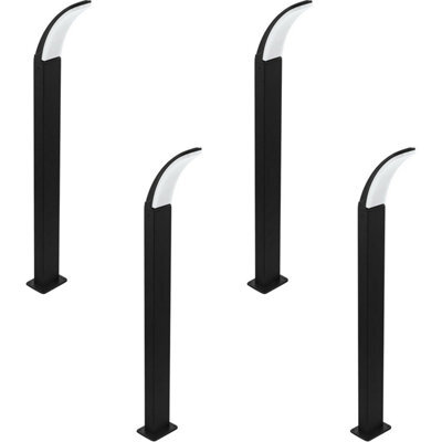 4 Pack Ip44 Outdoor Black Aluminium Led Bollard Lights - Modern Lamp Posts - image 1