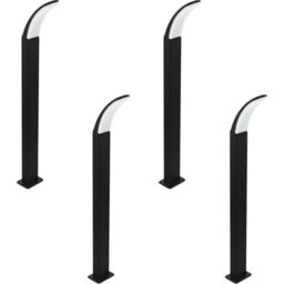 4 Pack Ip44 Outdoor Black Aluminium Led Bollard Lights - Modern Lamp Posts