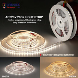 Brightex LED Brightex 10M Smd Led Strip Light Warm White 220V Flexible Super Bright Ip65 Led Tape With Connector For Indoor & Outdoor - thumbnail 2