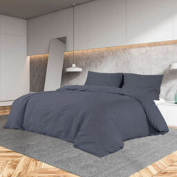 Walplus Duvet Cover Set Anthracite 200X200 Cm Cotton
