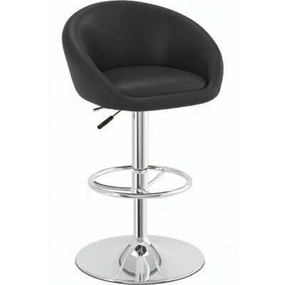 Lombardy Kitchen Breakfast Bar Stool - Black Seat Chrome Frame - image 1