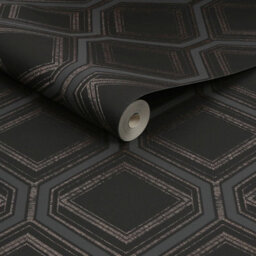 Superfresco Saville Row Geometric Charcoal & Black Wallpaper - thumbnail 1