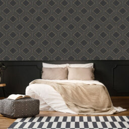 Superfresco Saville Row Geometric Charcoal & Black Wallpaper - thumbnail 2