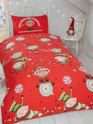 Naughty Elves Christmas Junior Toddler Duvet Cover Set - image 1