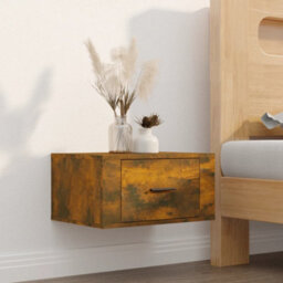 Berkfield Wall-Mounted Bedside Cabinet Smoked Oak 50X36X25 Cm - thumbnail 1