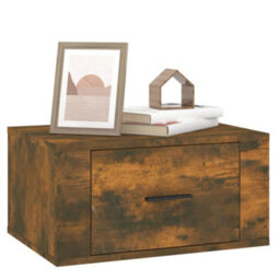 Berkfield Wall-Mounted Bedside Cabinet Smoked Oak 50X36X25 Cm - thumbnail 4