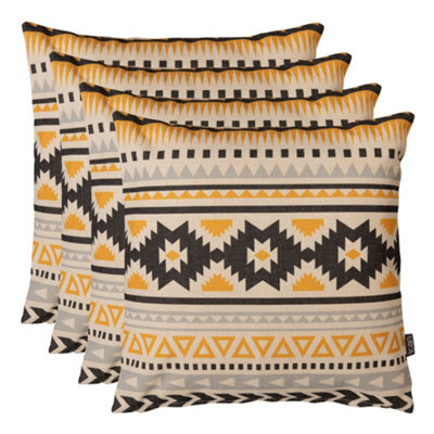 icon Indoor And Outdoor Waterproof Filled Cushion Set Of 4 Ochre Yellow Weatherproof - image 1