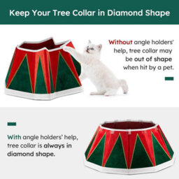 Drum Christmas Tree Skirt Red & Green With White Velvet Trim Folding Tree Base Collar Basket Luxurious Holiday Decoration - thumbnail 4