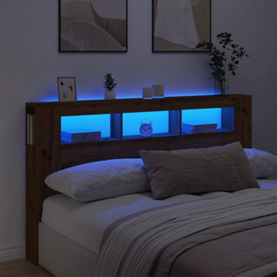 Berkfield Led Headboard Artisan Oak 180X18.5X103.5 Cm Engineered Wood - image 1