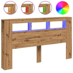 Berkfield Led Headboard Artisan Oak 180X18.5X103.5 Cm Engineered Wood - thumbnail 2
