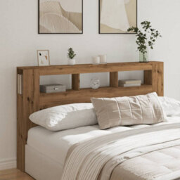 Berkfield Led Headboard Artisan Oak 180X18.5X103.5 Cm Engineered Wood - thumbnail 4