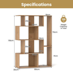 Costway Open-Back Geometric Bookshelf Home 6-Cube Large Bookcase-Natural - thumbnail 2