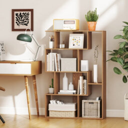 Costway Open-Back Geometric Bookshelf Home 6-Cube Large Bookcase-Natural - thumbnail 3