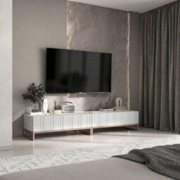 Heze Furniture Elpis Glamour Tv Sideboard 220 Cm Tv Unit - White Matt / Copper Frame - thumbnail 4