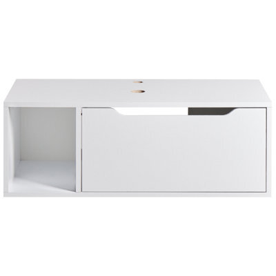 Wyld And Coco Wall-Mounted Bathroom Cabinet White Marble-Effect Mdp 80X40Cm Fluted Front - image 1
