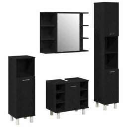 Berkfield 4 Piece Bathroom Furniture Set Black Oak Engineered Wood - thumbnail 2