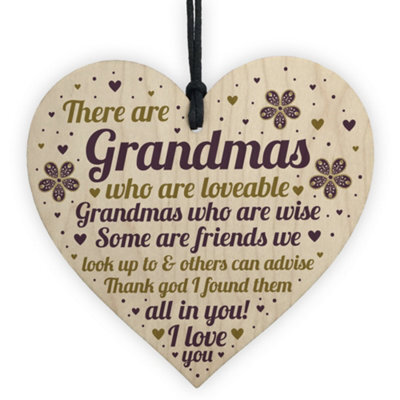 Red Ocean Grandma Gifts Wooden Heart Grandma Decoration Thank You Gift For Grandparents Keepsake - image 1